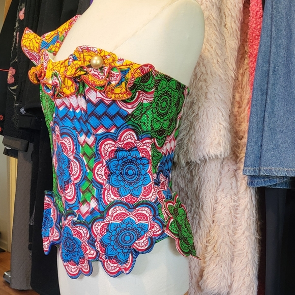 Vibrant Afropunk Styled Cotton One Shoulder Top - Picture 2 of 6